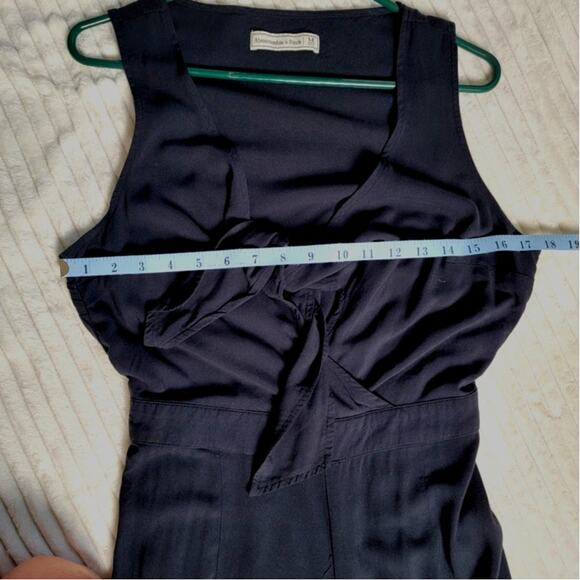 Abercrombie & Fitch Black Jumpsuit Medium Tie Front Elastic Waist Flowy Boho - Picture 6 of 9